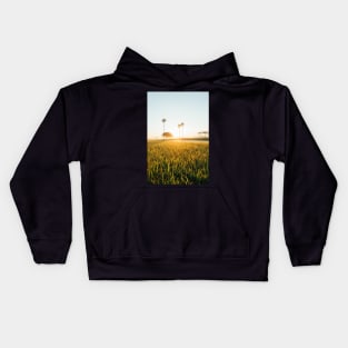 Sun Rising Over Grass Field in Burmese Countryside Kids Hoodie